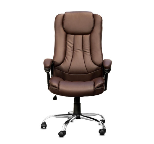 Brown leather Adjustable high-back office chair