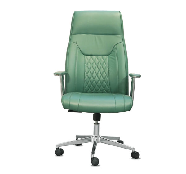 Executive green leather Adjustable height office chair