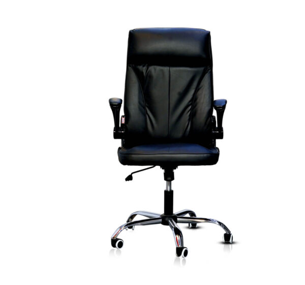 Executive black leather high-back office chair