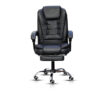 Relaxing Ergonomic black leather boss office chair with footrest