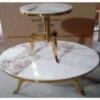 Dynamics Round wooden top golden steel base coffee table set