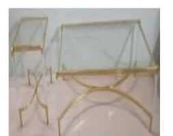 Dynamics Rectangular shaped glass top statinless steel base coffee table set