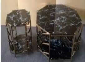 Dynamics Octagone shaped black marble coffee table se